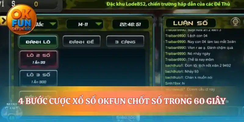 Quy trình cược xổ số OKFUN nhanh chóng tiện lợi